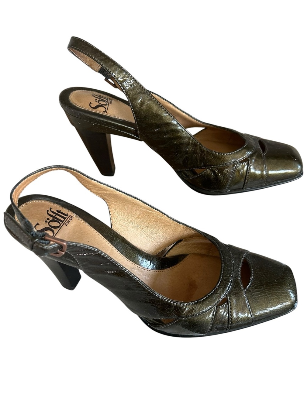 Sofft Selena Patent Leather Slingback Heels Size 7